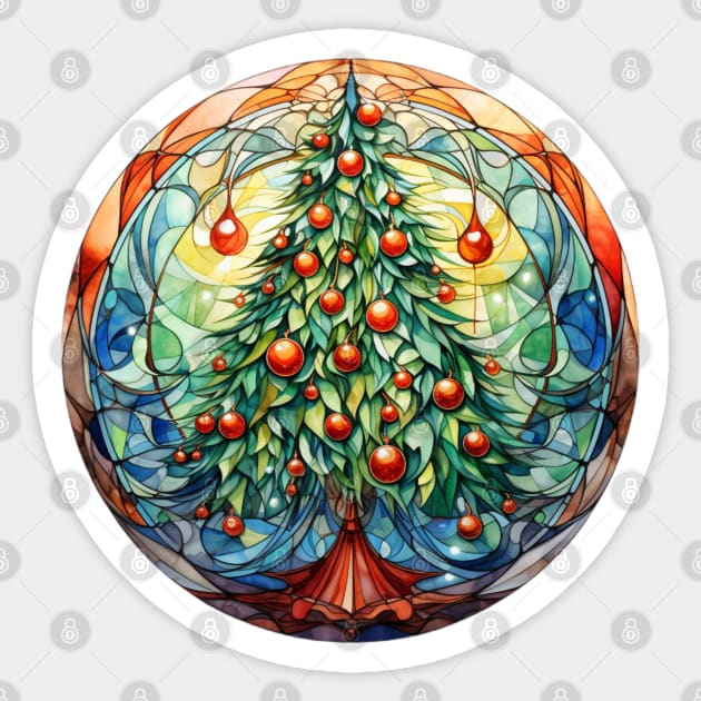 Stained glass window with Christmas tree Sticker by Maison de Kitsch